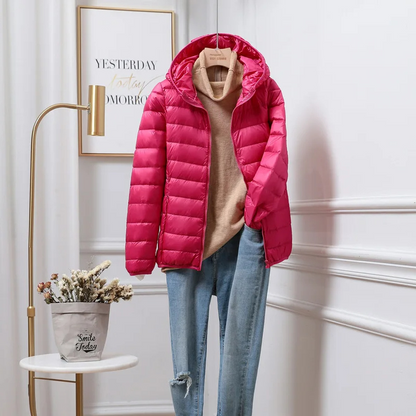 Cropped Hooded Lightweight Puffer Jacket