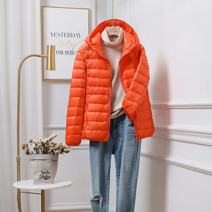 Cropped Hooded Lightweight Puffer Jacket