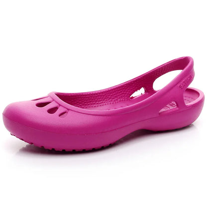 Lightweight Jelly Flat Sandals with Slingback Strap and Cut-Out Detail