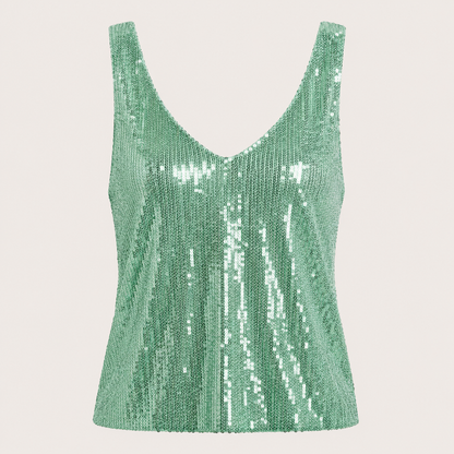 Sparkly Sequin Tank Top with V-Neckline