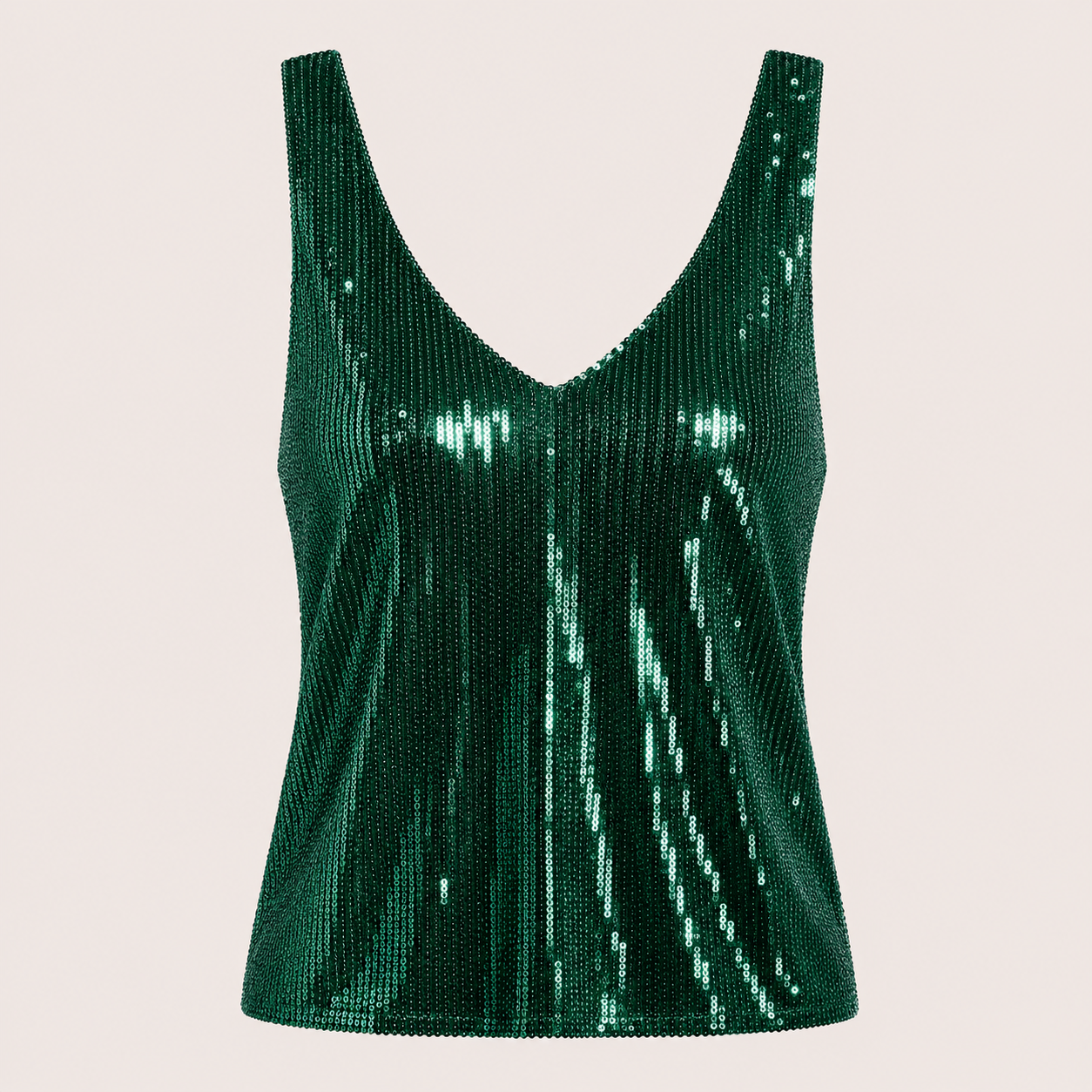 Sparkly Sequin Tank Top with V-Neckline