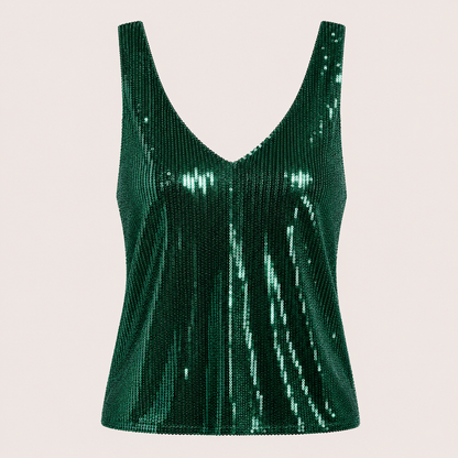 Sparkly Sequin Tank Top with V-Neckline
