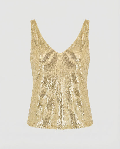Sparkly Sequin Tank Top with V-Neckline