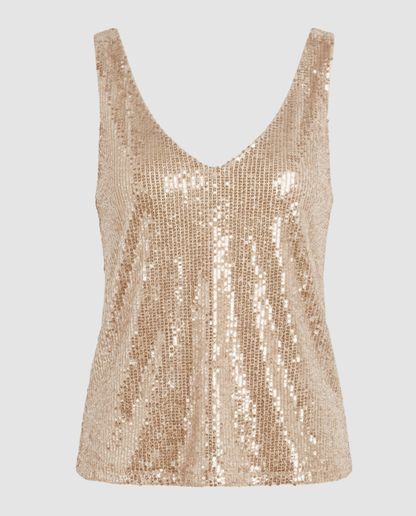 Sparkly Sequin Tank Top with V-Neckline
