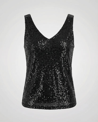 Sparkly Sequin Tank Top with V-Neckline